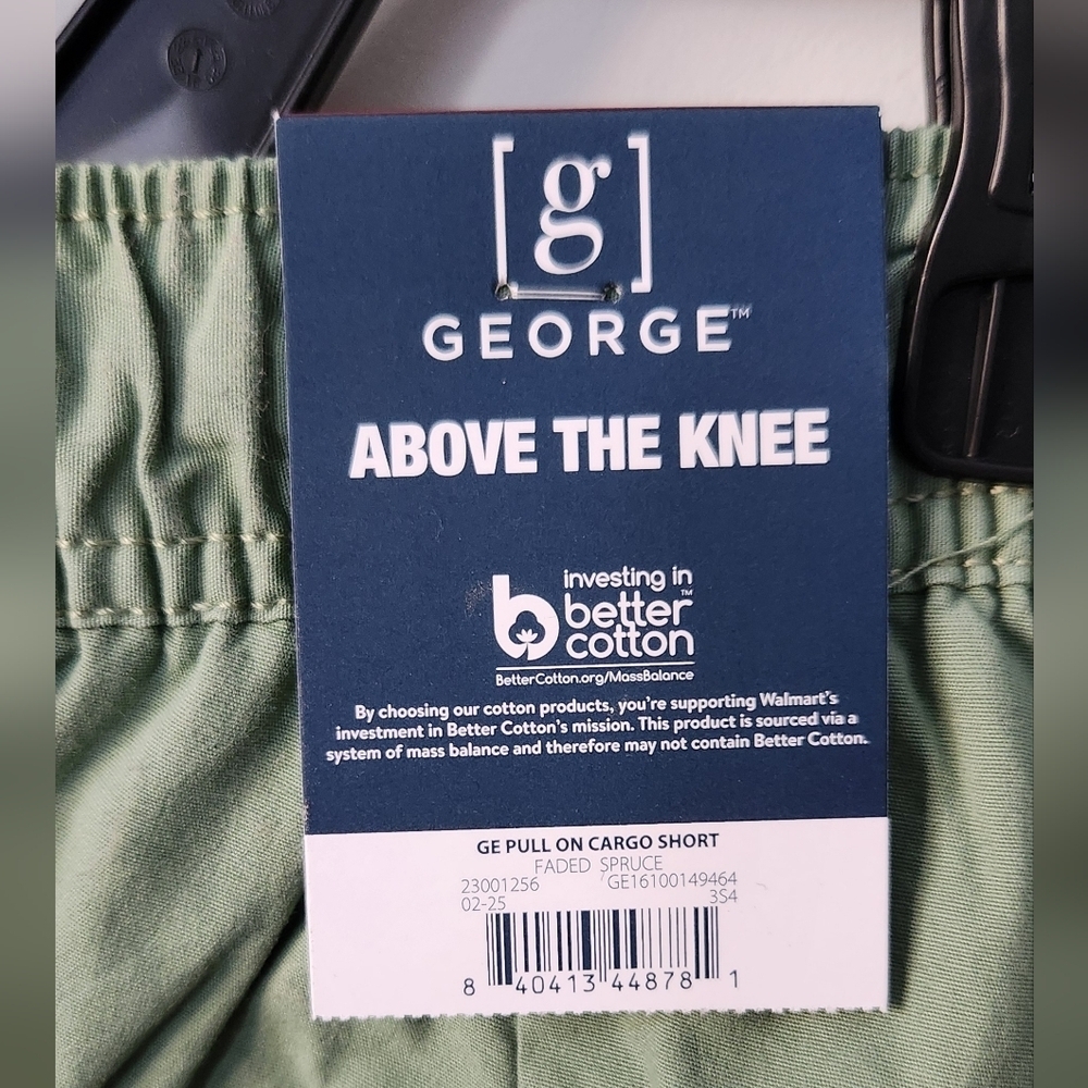 🩳 George Men’s Green Pull-On Cargo Shorts – Size Medium (32–34), NWT, 8” Inseam - Picture 13 of 13